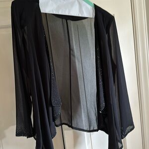 Sheer cocktail jacket with rhinestone detail